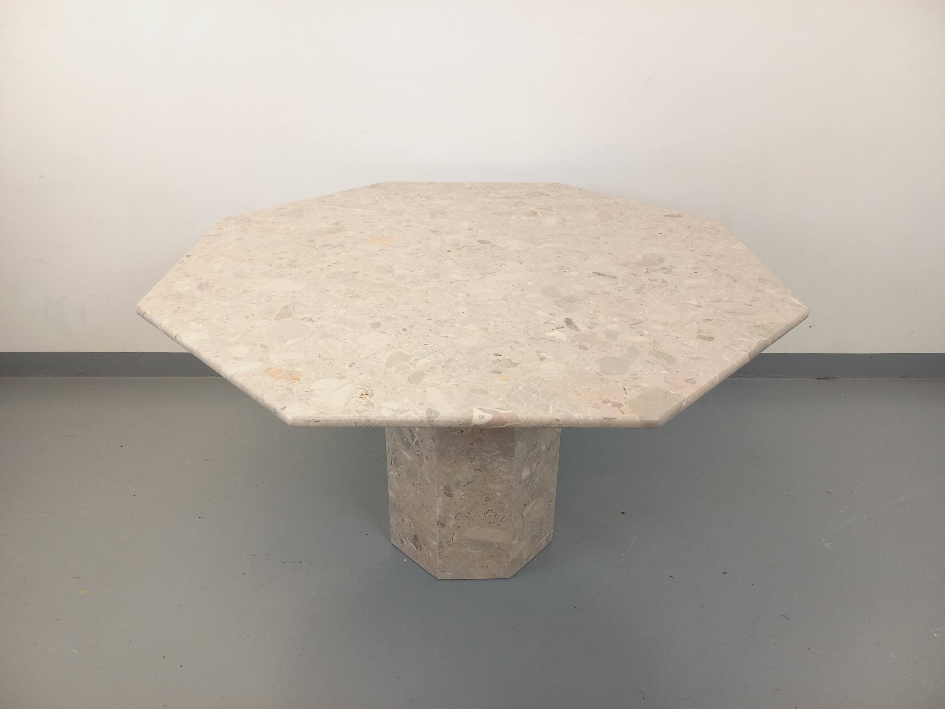 Vintage 70s 80s Octagonal Marble Dining Table