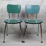 Chaise en formica bleu vert turquoise