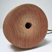 Pied de lampe XL bois massif veiné tourné vintage