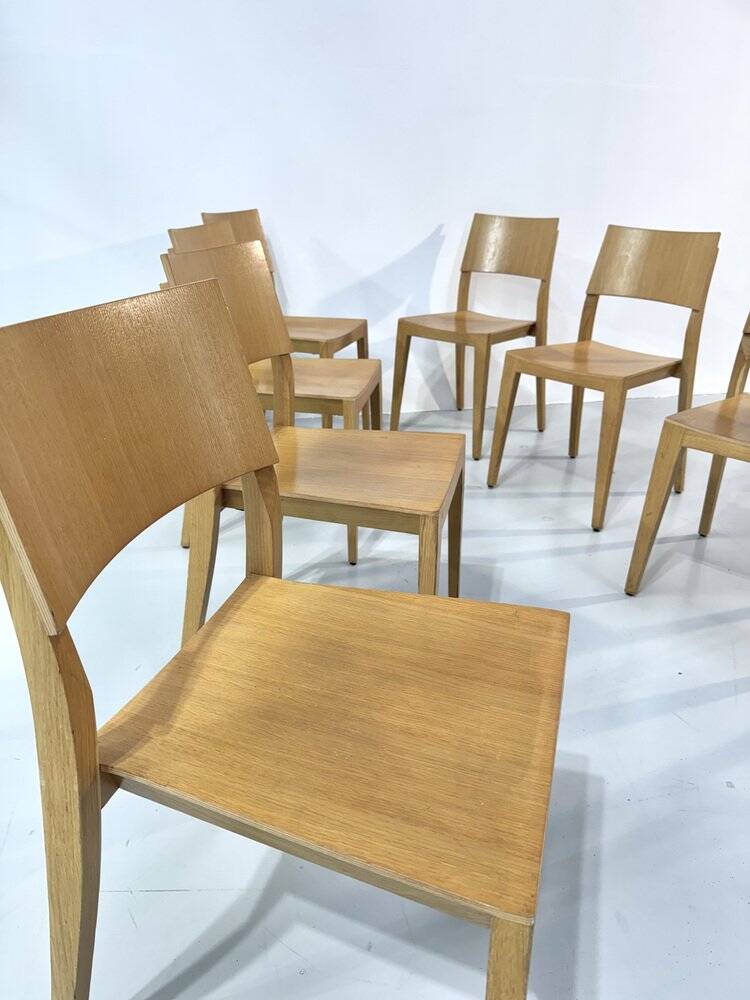 Vintage beech dining chairs, 1980s, set of 8