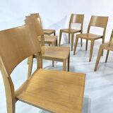 Vintage beech dining chairs, 1980s, set of 8