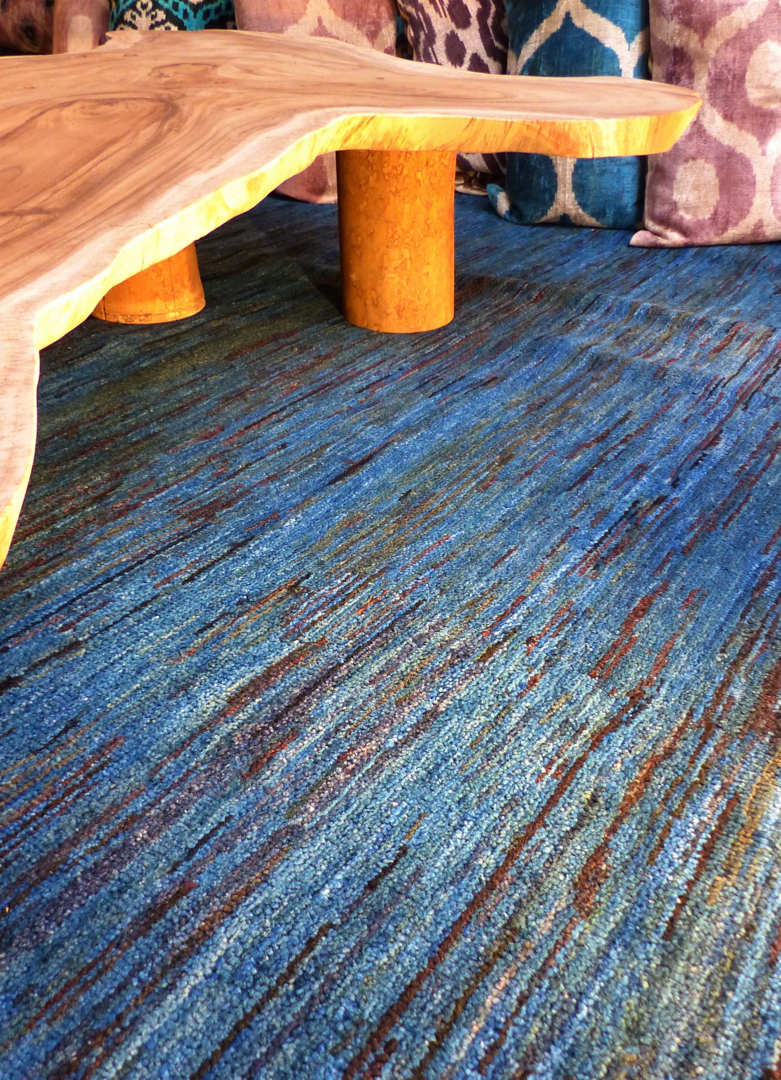 Blue knotted carpet 246 x 300 cm