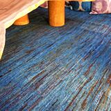 Blue knotted carpet 246 x 300 cm