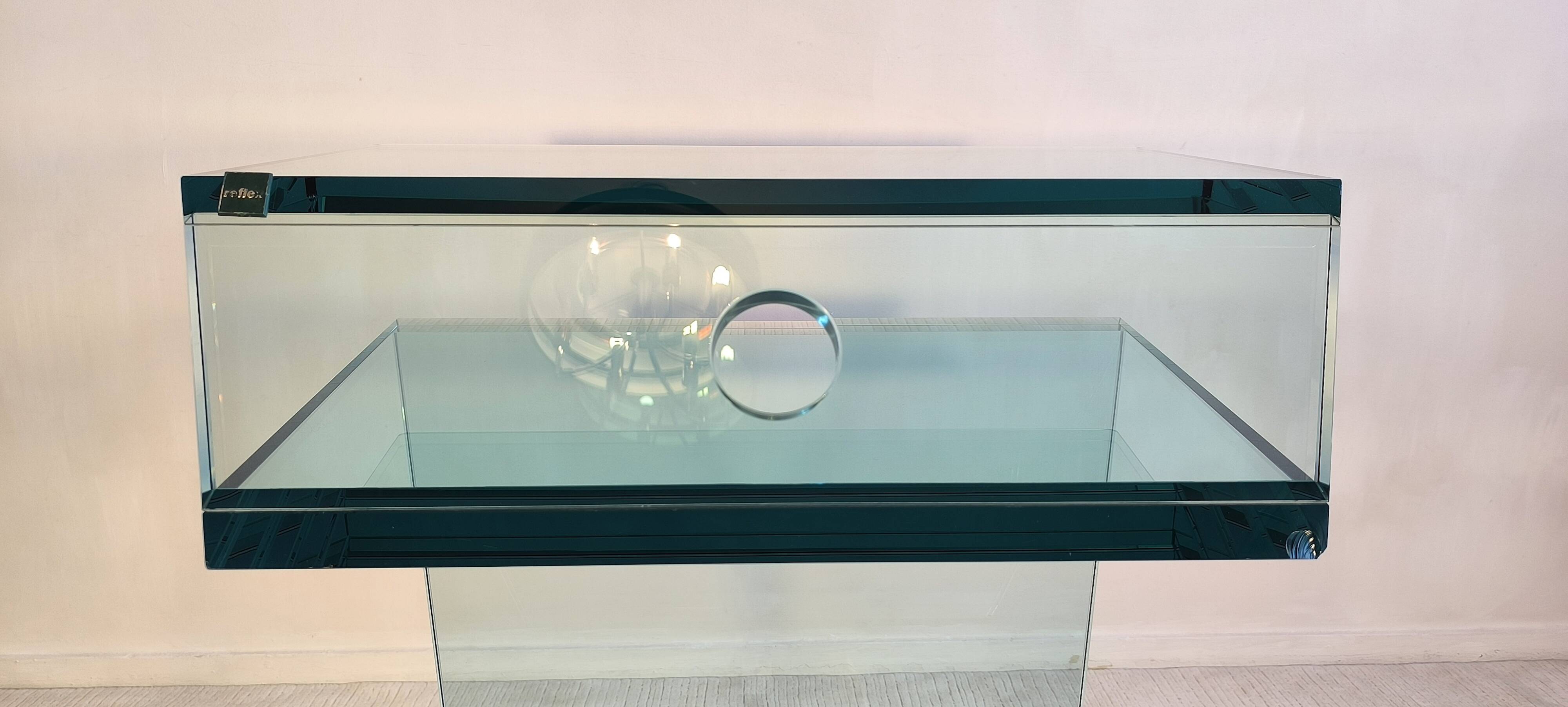Reflex Angelo – sumptuous glass TV stand “jazz” signed Reflex Angelo made