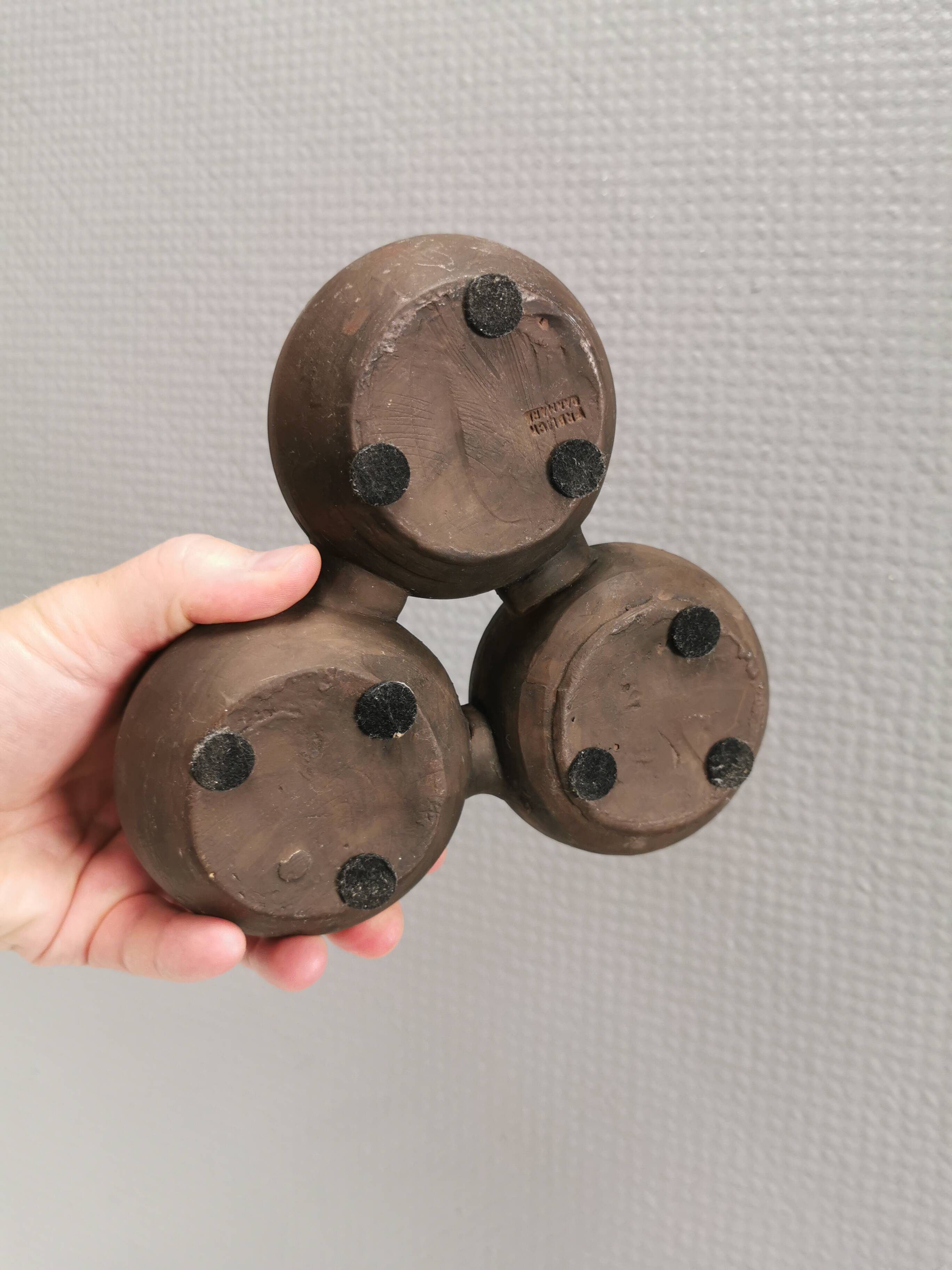 Beautiful bowl (composed of 3 bowls) with orange/red glaze inside