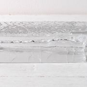 Mid-century Single Flower Textured Glass Block Bud Vase / Germany / 1960s