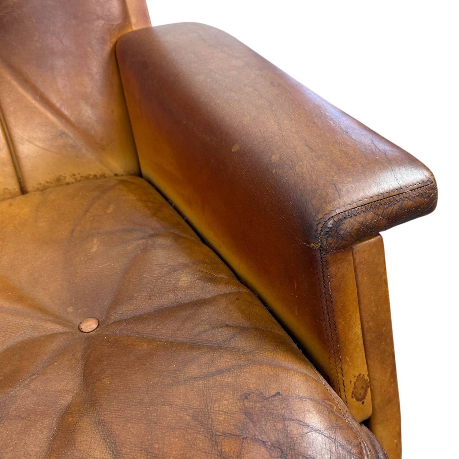 Paire de fauteuils pivotants vintage en cuir cognac par Eugen Schmidt