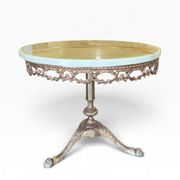 Table d'appoint/table basse vintage en laiton avec plateau en onyx
