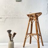 High stool in bamboo and rattan, circa 1960.