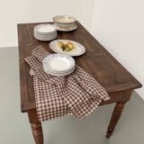 Walnut and pine drapery farmhouse table