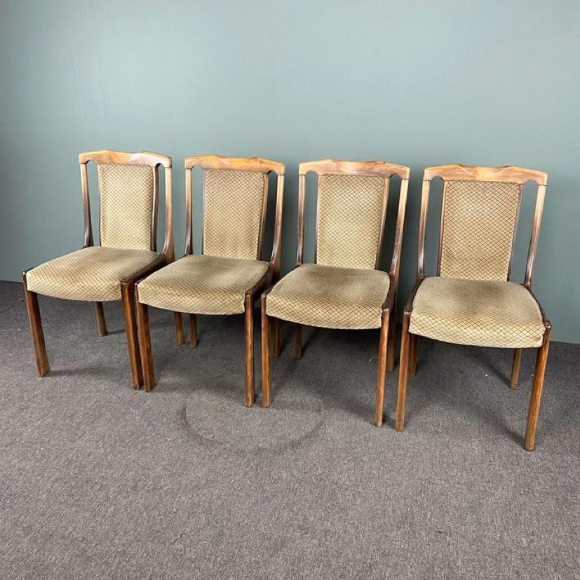Set of 4 vintage wooden dining chairs 60s