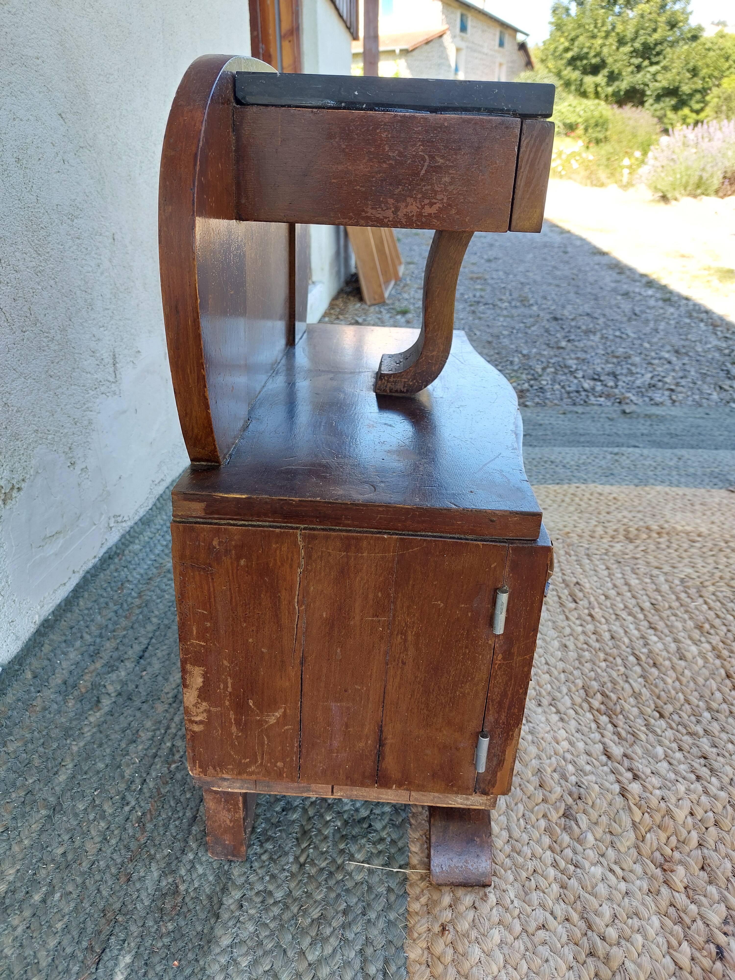 Art deco bedside table, black marble