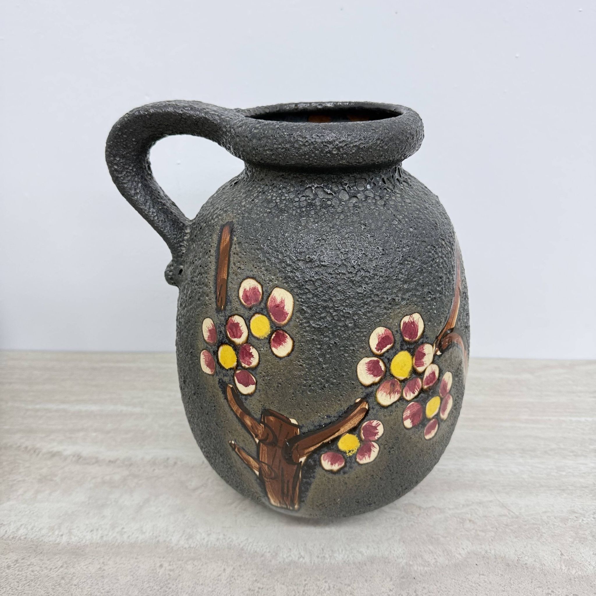 Mid-century design ceramic Scheurich vase with blossom , 1970’s