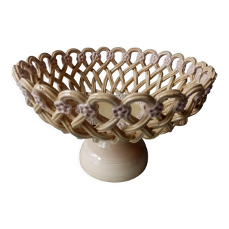 Old braided faience fruit cup signed pichon uzes