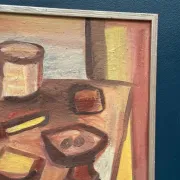 Original Swedish Oil on Canvas – "Breakfast" by Bengt Delefors – Signed "B. Delefors" – Vintage & Framed – 49 × 40 cm (19.3" × 15.7")