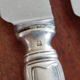 REX - Lot of 4 table knives model Chinon with silver-plated metal contour.