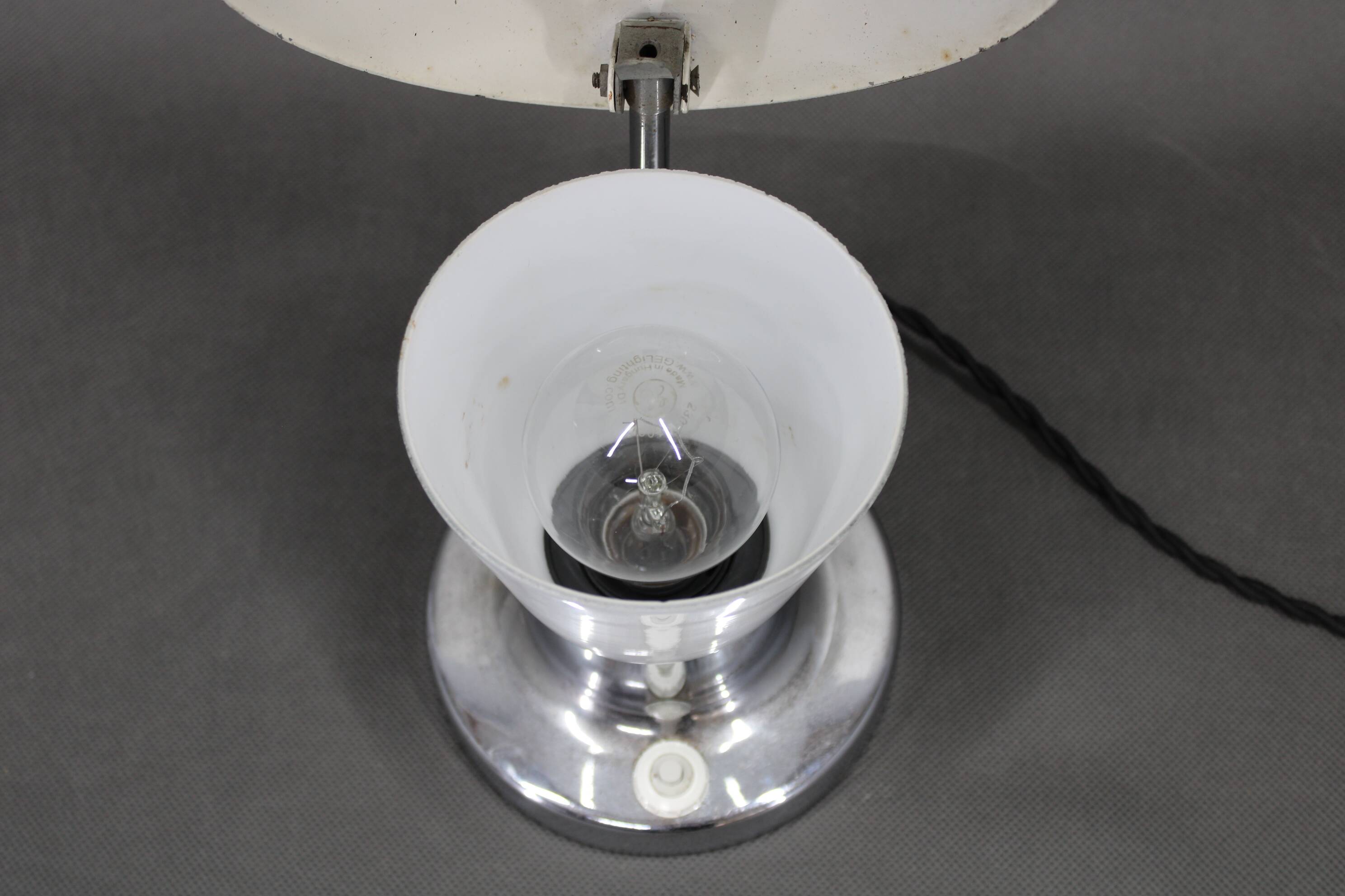 Napako Art Deco chrome and opal glass table lamp, Czechoslovakia 1930s