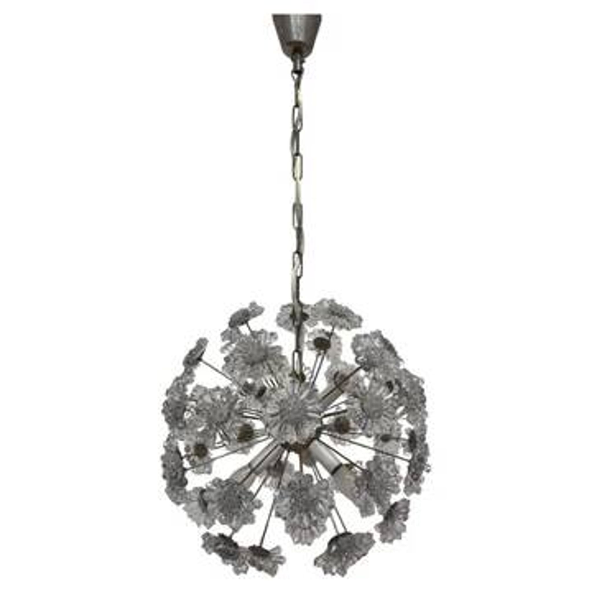Sputnik dandelion chandelier glass chrome Emil Stejnar style 1970s Czechoslovakia