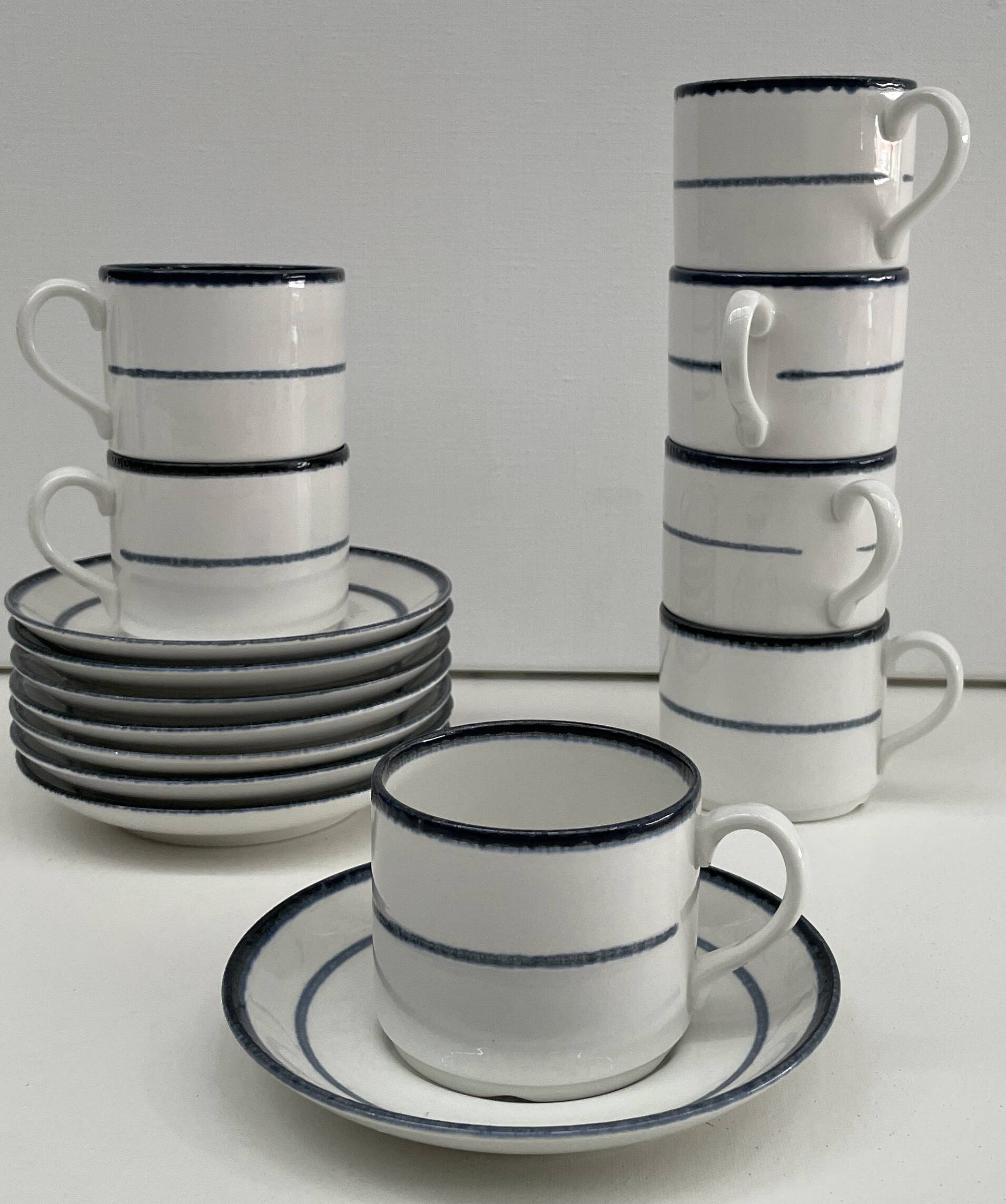 set of 7 coffee cups + saucers - vintage Rörstrand - Scandinavian design
