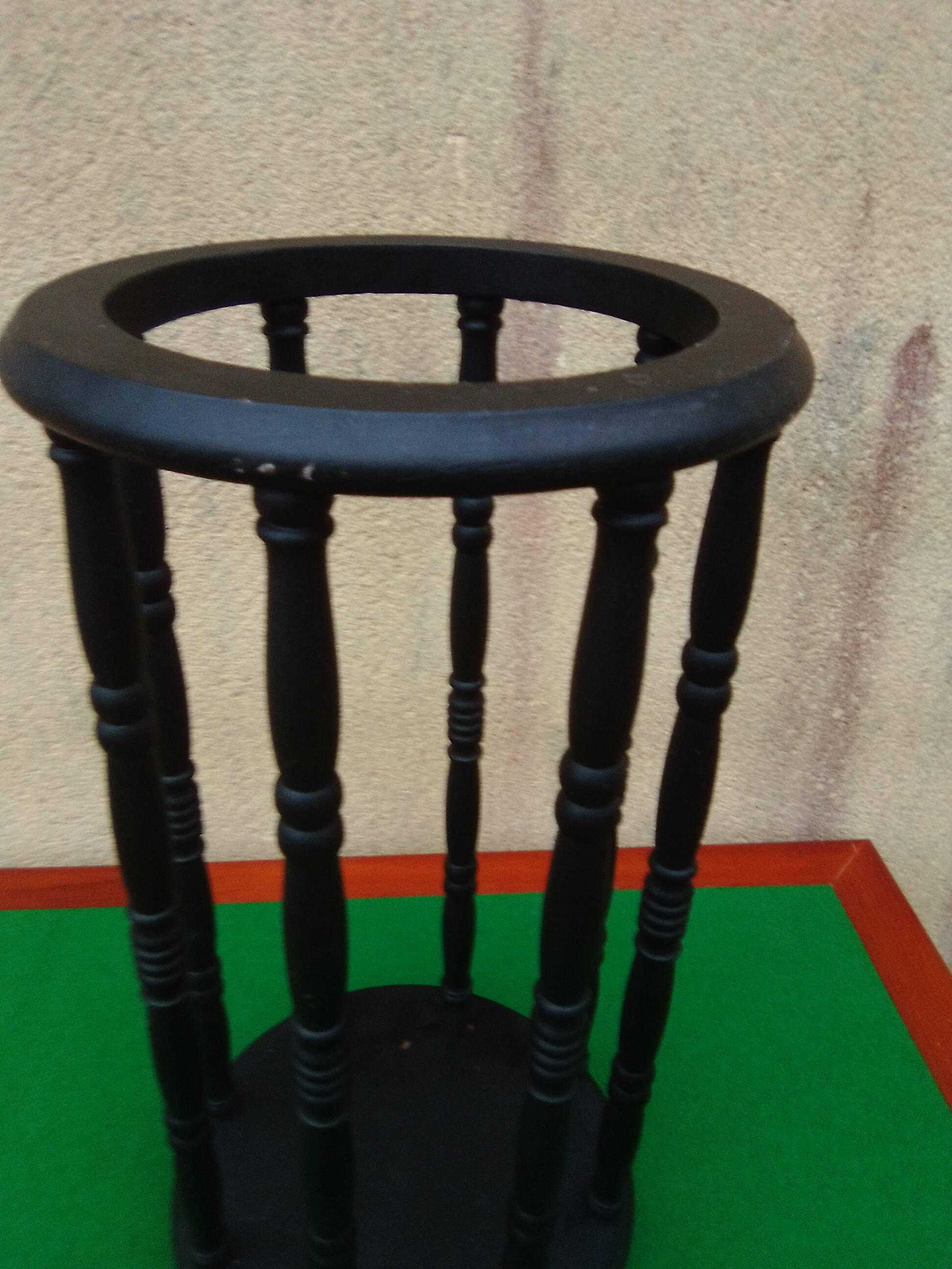 Black wooden umbrella stand H 51 cm