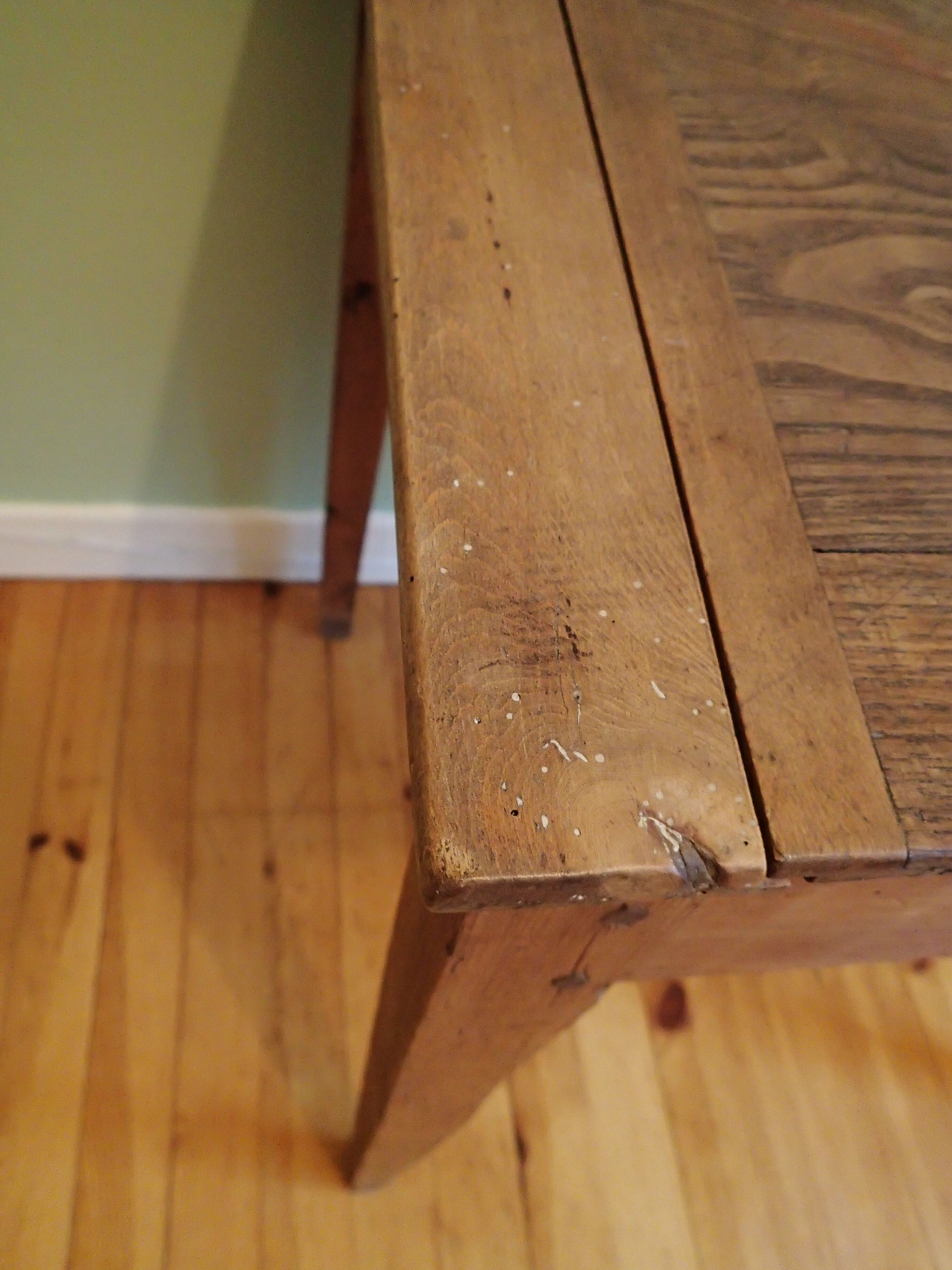 With knocking down old wooden school desk