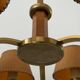 6 wooden paper head chandeliers with brass details, 1960s, Germany