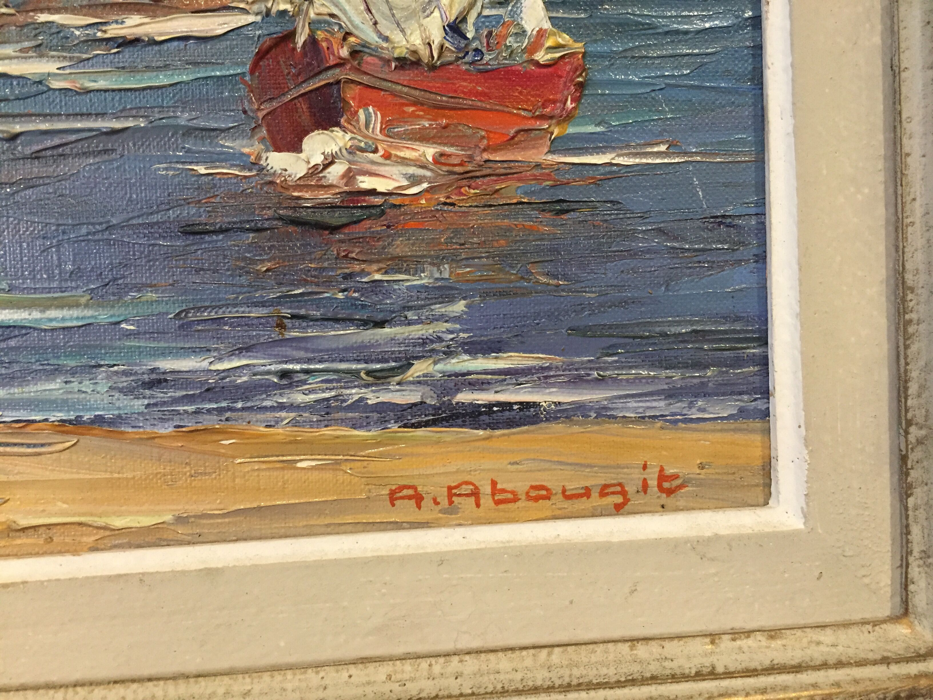 Oil on marine canvas a abougit environ du grau du roi