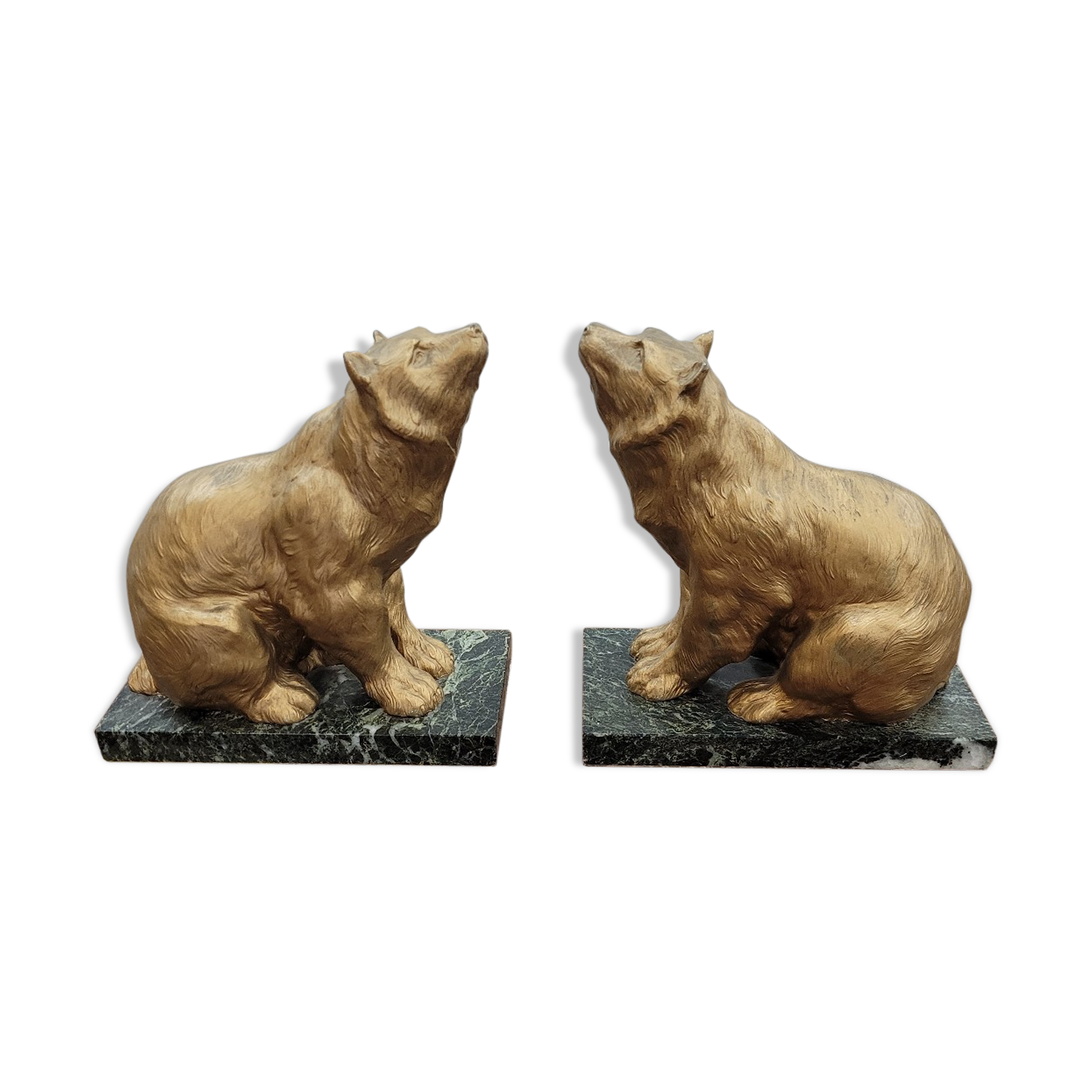 Paire de serre livres ours en régule,  22cms de H