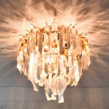 Mid-century modern Italian Venini chandelier in Murano glass Triedri