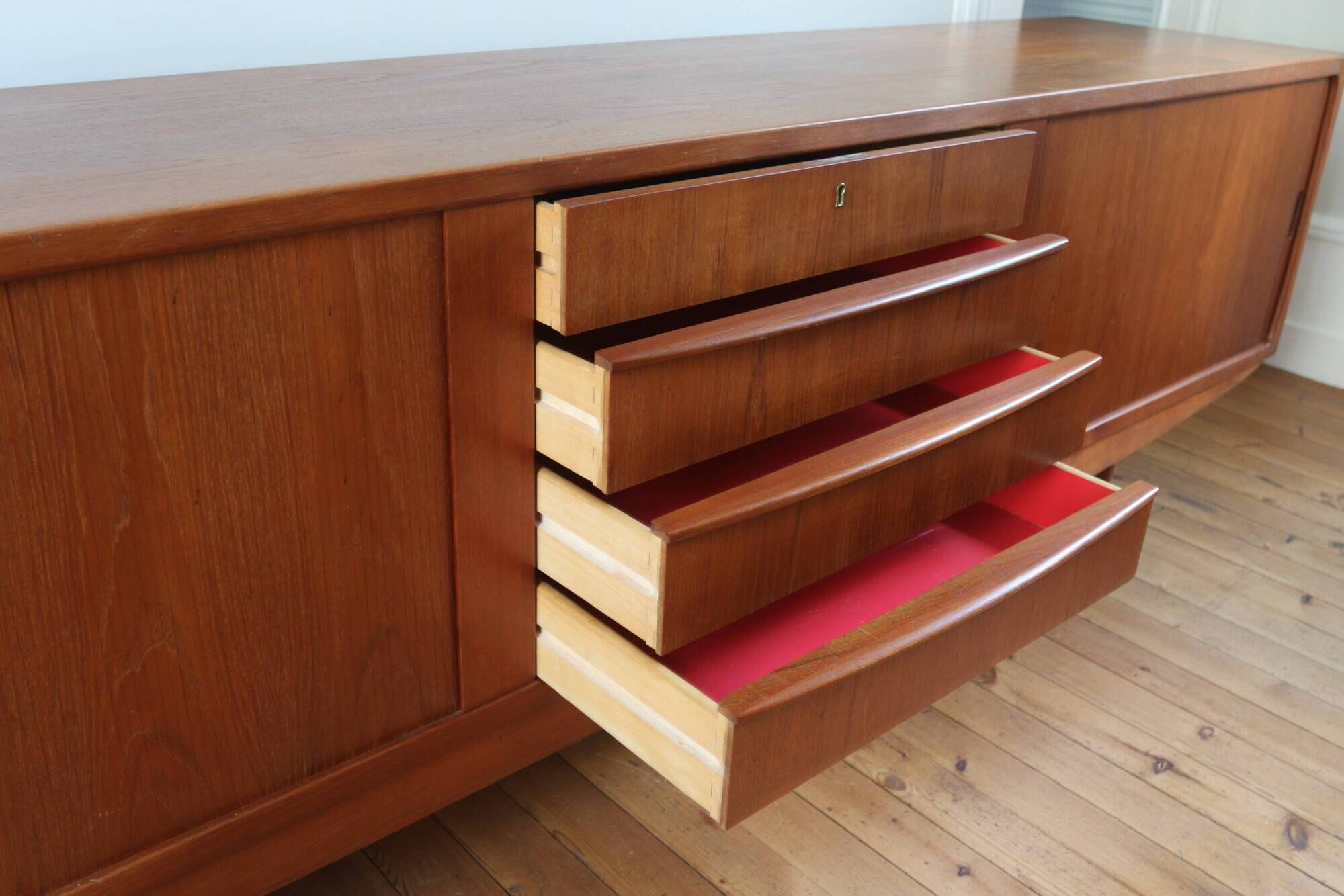 Large vintage Danish teak sideboard from the 1960s.