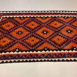 Vintage Afghan Tribal Kilim Wool Rug 252x154 cm Red, Orange, Brown, Black Large