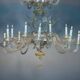 Venetian chandelier in gilded Murano glass, 24 light sources, three tiers, circa 1940.