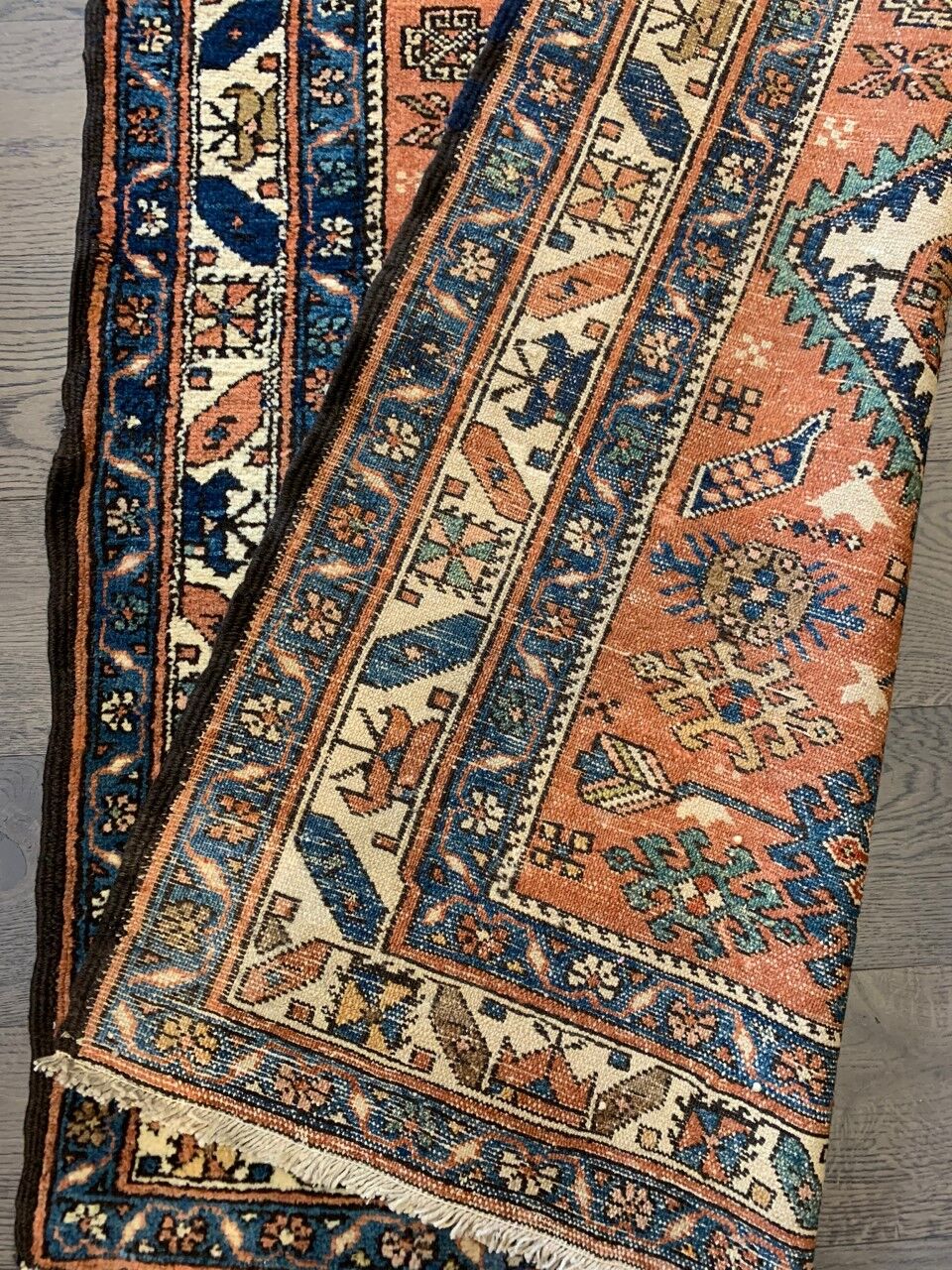 Antique handmade Heriz Karaja rug