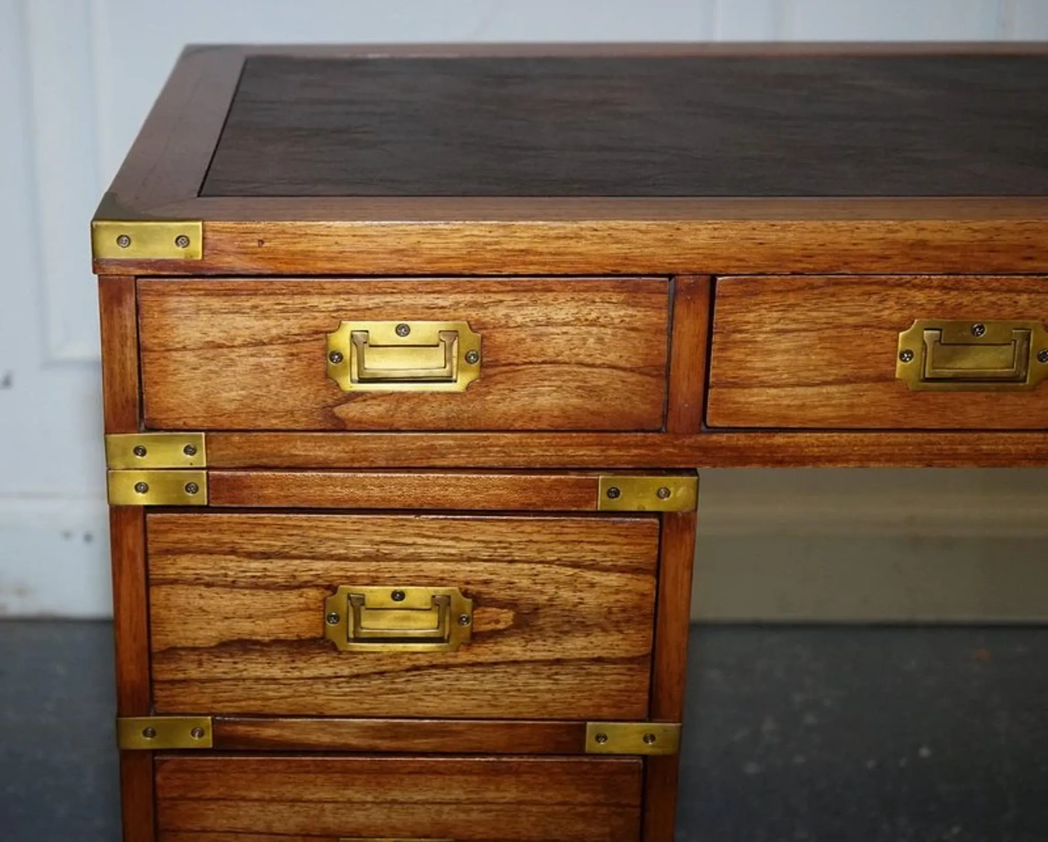 Vintage Military Campaign Desk with Brass Fittings