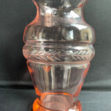 Service for 4 people - Art Deco - Glass or 1/2 pink crystal blown and cut