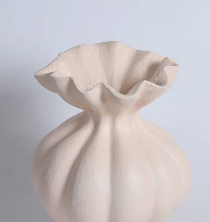 Sculptural Matte White  Vase, Modern Minimalist Home Decor