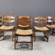Vintage oak and wicker dining chairs, 1960s