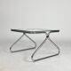 Vintage chrome glass coffee table 70s Space Age Bauhaus