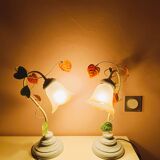 Table lamps with tulip-shaped lampshades, set of 2