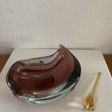 Vintage ashtray, Murano Sommerso, with pestle and label, circa 1960s