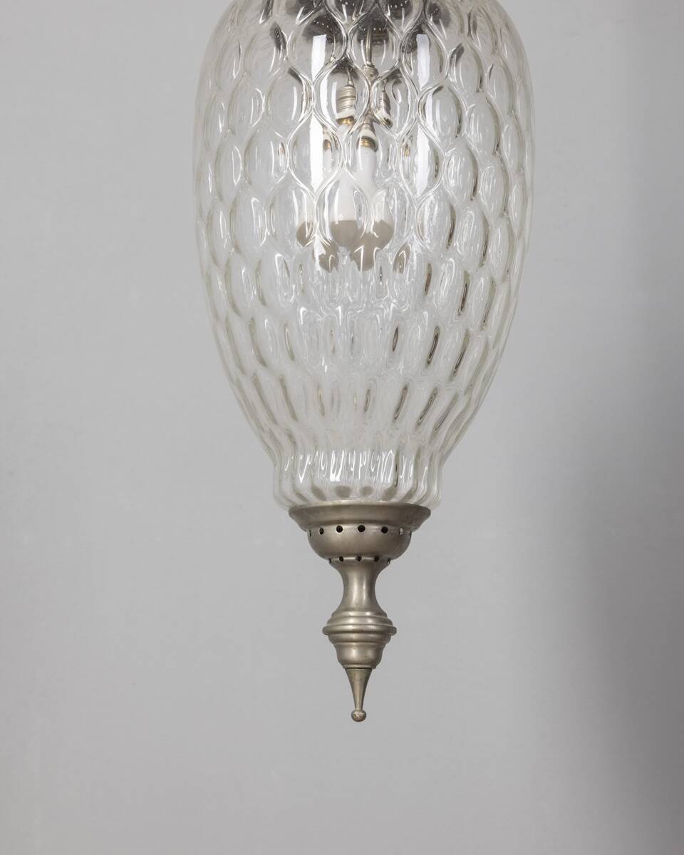 1960s vintage pendant lamp in decorated glass Italian design