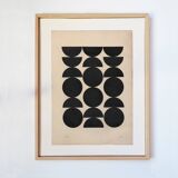 Collage on old paper - abstract geometric painting H2360 - signed Eawy