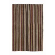 Vintage Turkish Oushak Handmade Wool Cotton Brown Kilim Area Rug 136x214