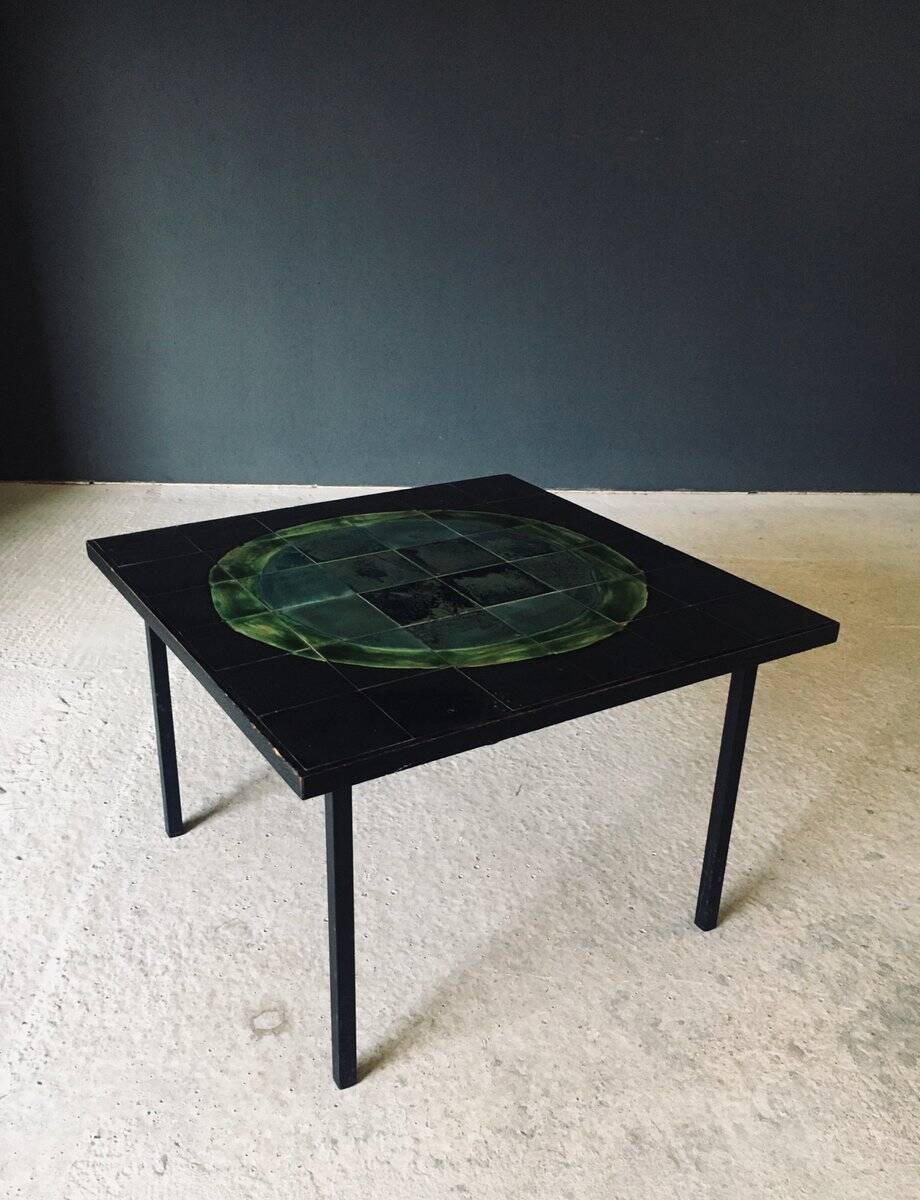 Mid-Century Studio Ceramic Tile Coffee Table, Belgium, 1960s