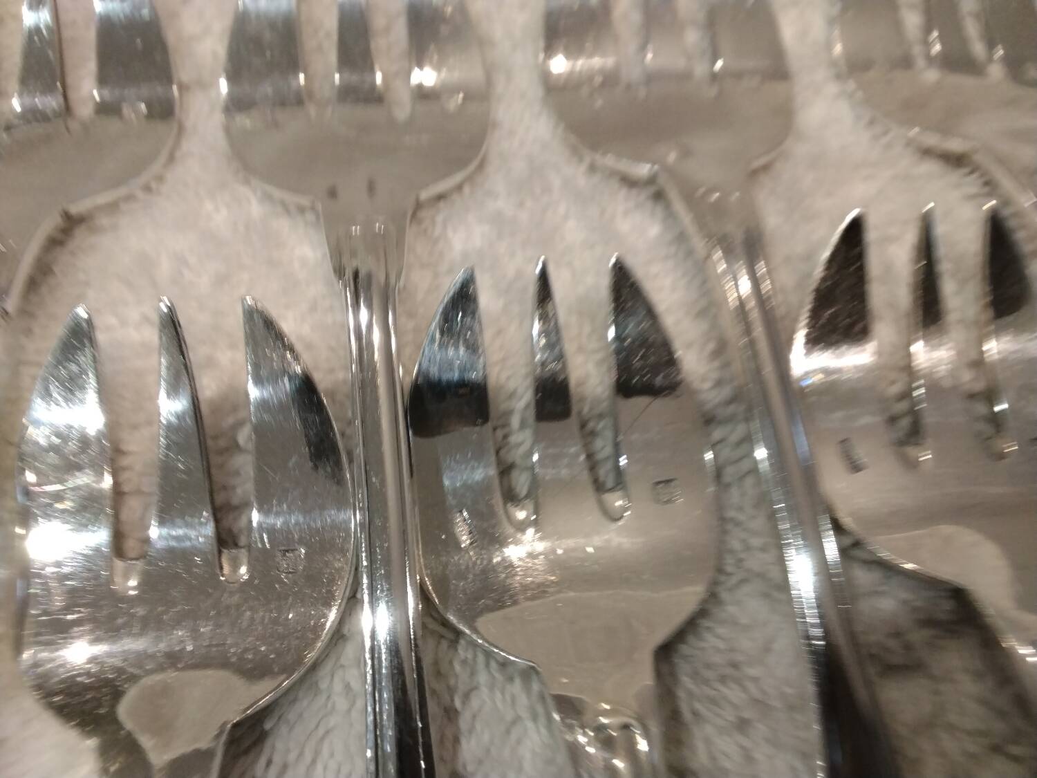 10 silver-plated oyster forks by Ravinet Denfert, shell-shaped goldsmith