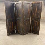Four-sided screen in patinated solid oak, 1900s period