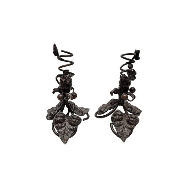 Antique French Candlesticks With Leaves, from around 1900