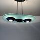 Postmodern black metal glass ceiling lamp | 1990s