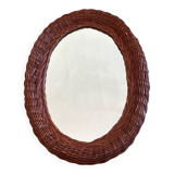 Oval wicker rattan mirror