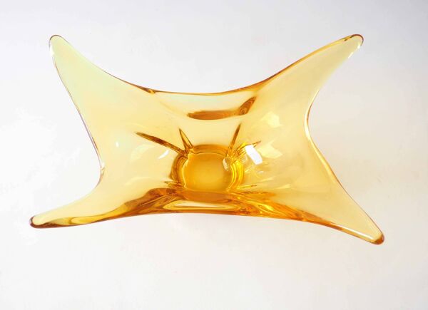 Coupe à fruit cristal ambré